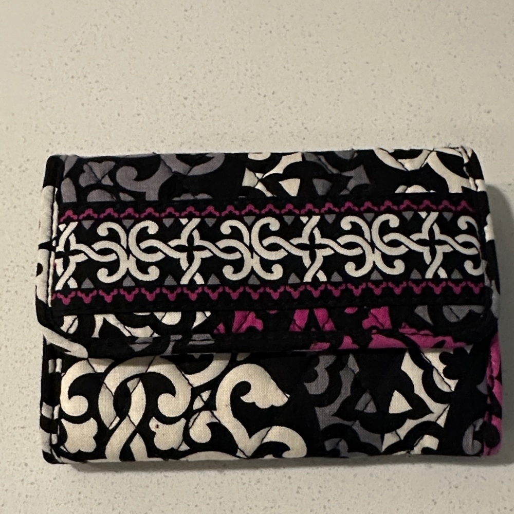 Vera Bradley Black and Pink Patterned Wallet